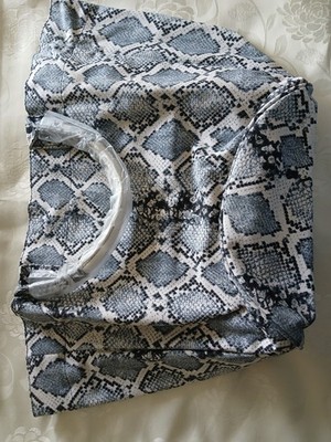 Blue And White Snakeskin Print  Canvas Tote