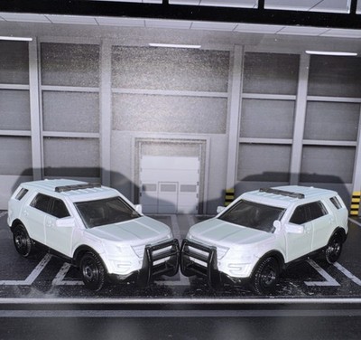 Lot Of 2 Matchbox Custom 2016 Unmarked Ford Interceptor SUV White Police Diecast