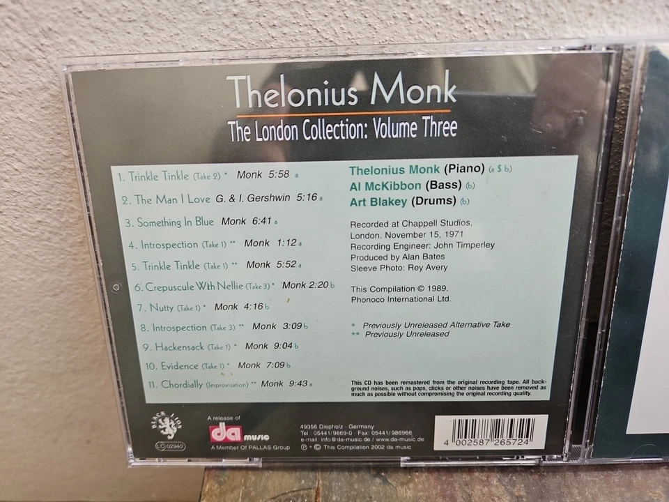 London Collection Vol.3 - Thelonious Monk CD Jazz piano 1971 remastered - Image 2 of 2