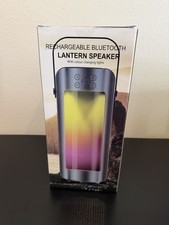 Lantern Speaker Bluetooth Rechargeable Metal Blue with Color Changing Lights