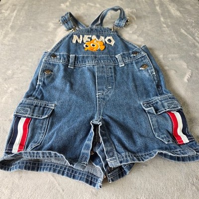 VTG Vintage Disney Finding Nemo Embroidered Denim Shortalls 18 months RARE