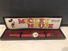 VINTAGE DISNEY MICKEY MOUSE BRADLEY TIME WRIST WATCH WITH CASE