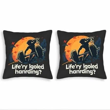 Set of 2 Throw Pillow Covers 18x18in - Vibrant Sunset Silhouette Design 