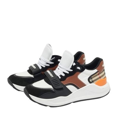 Burberry Ramsey Vintage Check Sneakers US 7 Black White Orange