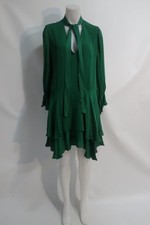 Womens Alice + Olivia 100% Silk Green Layered Dress L