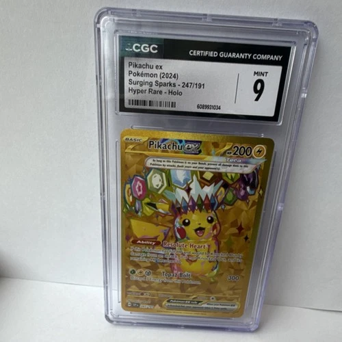 Pokémon Pikachu ex Hyper Rare Holo 247/191 Sv08 Surging Sparks CGC 9 HP 200