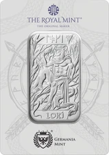 1oz Germania Mint & Royal Mint Norse Gods Loki .999 Silver Bar in Card