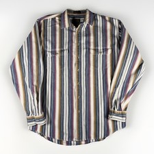 Vintage Eddie Bauer Shirt Mens XL Elkhorn Twill Striped Button Up Western Tribal