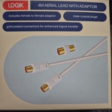 Image of Logik L4Aera15 Aerial Cable & Adapter - 4 Metre, Gold-Plated Connector, White