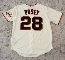 Camiseta deportiva de béisbol Nike de los Gigantes de San Francisco Cream Buster Posey #28 MLB para hombre talla M