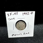 1942 D Mercury Dime 10C Cents Coin Silver, XF++