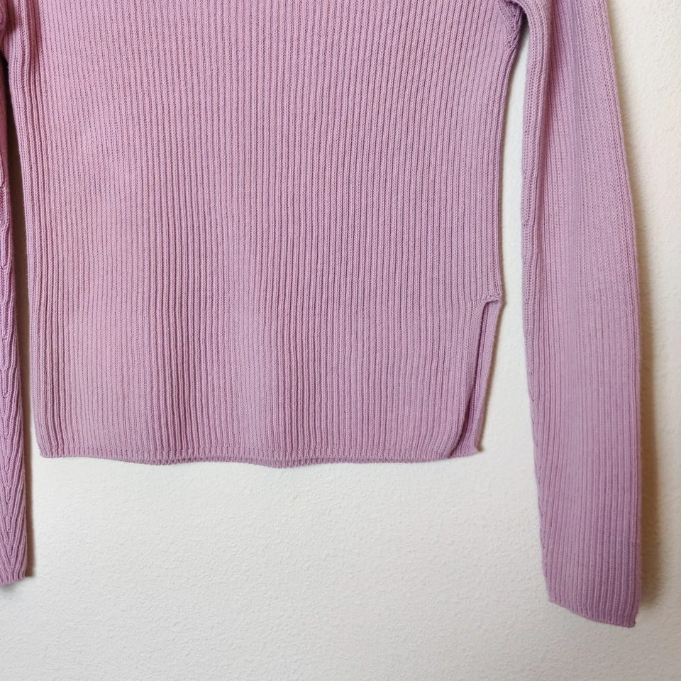 Suéter Max Mara Leisure Blush Rosa Acanalado Tejido Manga Larga Crew Abertura Lateral Media Foto 4 de 4