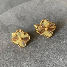 Clover earrings Sterling Silver 925 gold plated 15mm