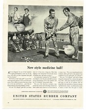1945 U.S. Rubber Co. Royal Golf Ball WWII Vets In Wheelchairs watch golfers Ad