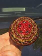 NATIVE AMERICAN BEADED PAIUTE BASKET Diameter 3.25" x 3.25" TALL