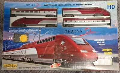Mehano H0 Thalys Personenzug, Licht, DC, Neuwertig, Starterset inkl Gleise Trafo