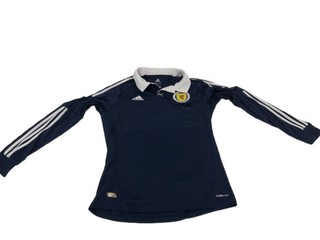 Adidas Scotland Long Sleeve Football Shirt M ClimaCool Navy Colectable 38" #INT
