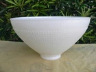 VINTAGE CORNING STYLE MILK GLASS WAFFLE TORCHIERE LAMP SHADE DIFFUSER 10"