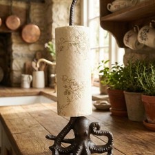 Cast Iron Sea Creature Paper Towel Holder Fits Standard & Jumbo Rolls for