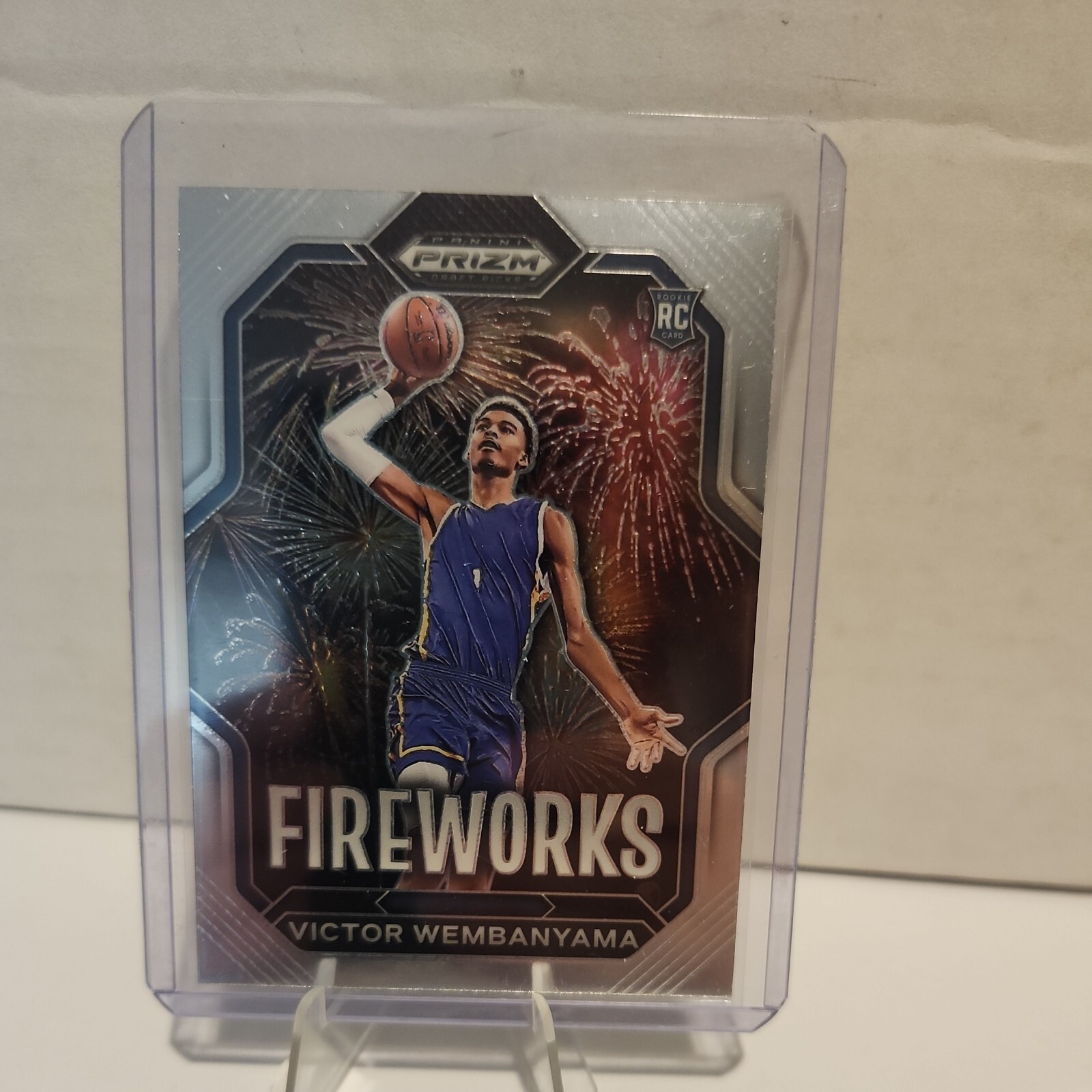 2023-24 Prizm Draft Picks Victor Wembanyama Rookie RC Fireworks Silver Prizm