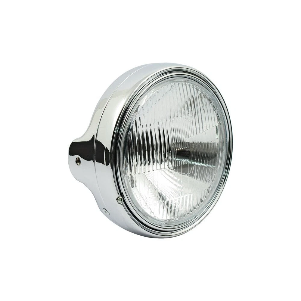 Single Chrome Dominator Headlight – H4 Bulb, E-Marked, Fits Kit Cars & Bikes – Chrome Finish