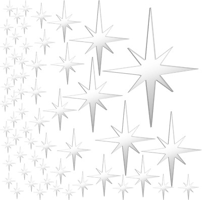 Star Mirror Wall Stickers, 82 Pcs Acrylic Starburst Mirror Wall Decor Removable 
