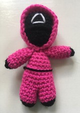 Adorable Squid Games Handmade Crocheted Amigurumi 4.5 Stuffed Triangle Soldier