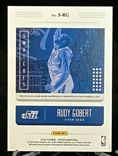 2018-19 Status Swatches #S-RG Rudy Gobert Utah Jazz GAME WORN - Picture 2 of 2