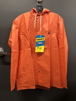 NWT GRUNDÉNS Men s Small Orange Rain Jacket, Model: 82, Article: Nordan