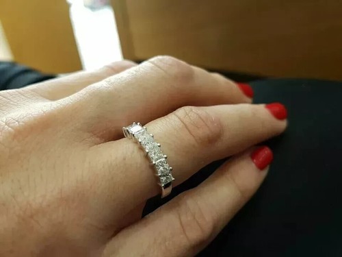 2.50Ct Princess Cut Lab Created Diamond Eternity Band Ring 14K White Gold Plated - Picture 5 of 5
