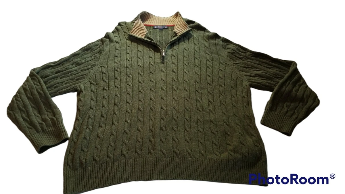 Cremieux Classics Mens Pullover Sweater Green 1 4 Zip Ribbed XXL