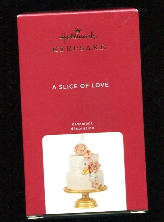 2020 Hallmark Ornament - SLICE OF LOVE - Porcelain Wedding Cake - New in Box