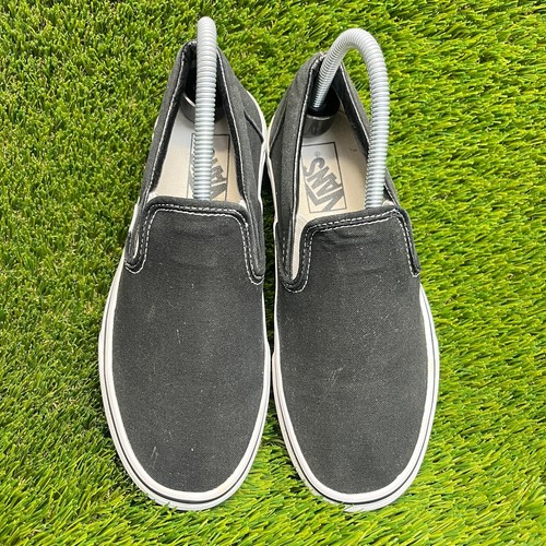 Zapatillas deportivas Vans clásicas sin cordones para mujer talla 7 negras blancas - Imagen 5 de 10