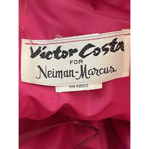 VICTOR COSTA Dress Magenta Strapless Party Gown Sz 4 Neiman Marcus Vtg Taffeta - Picture 9 of 11