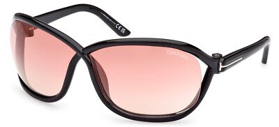 Tom Ford FERNANDA FT 1069 Shiny Black/Violet Pink Mirrored (01Z) Sunglasses