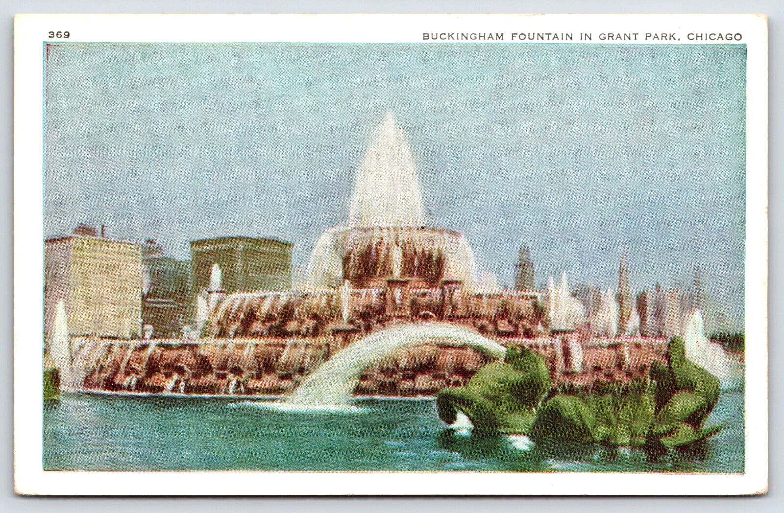 VINTAGE OLD ANTIQUE POSTCARD BUCKINGHAM FOUNTAIN GRANT PARK CHICAGO ILLINOIS USA