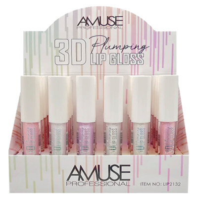 Amuse 3D Plumping Lip gloss Display 24 Pcs Glitter Shine Plumping Lip glosses