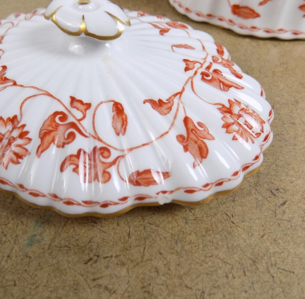 Copeland Spode Colonel Red Creamer & Sugar Bowl England Bone China