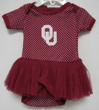 NCAA Oklahoma Sooners Tutu White Logo All Polka Dot Creeper Top Two Feet Ahead
