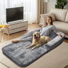 Giant Human-Size Dog Bed Foldable Calming Pet Dog Bed with Washable Plush Cover