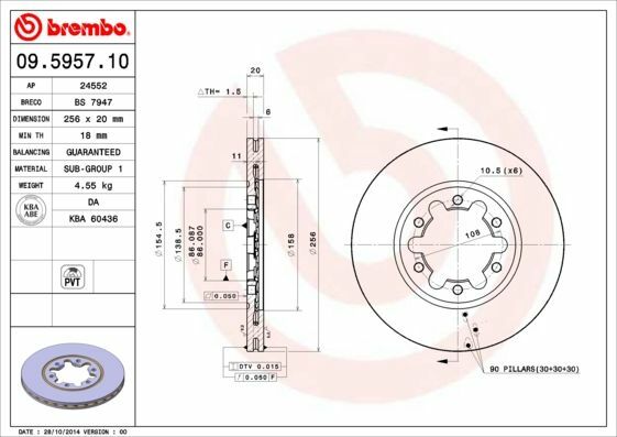 Bremsscheiben 2 StüCk Scheibenbremse Brake Discs Brembo 09.5957.10-image