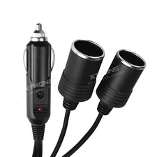 2 in 1 Car Cigarette Lighter Socket Adapter Power Splitter Lead Charger DC 12V