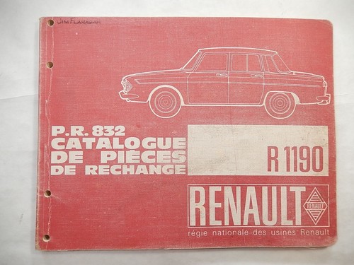 Parts Catalog, Renault R1190, First Edition, 1965, In French, Illustrated