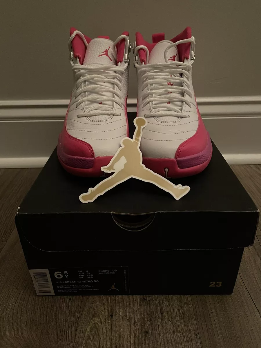 Nike Air Jordan 12 Vivid Dynamic Pink Valentines Day Sz 6.5 Y 510815 109