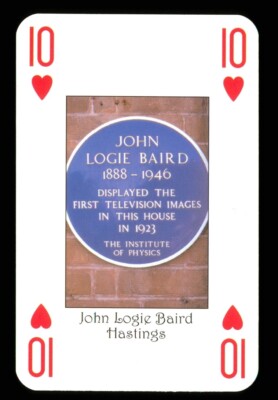1 x playing card Sussex TV John Logie Baird Hastings Plaque - 10 of Hearts P 04