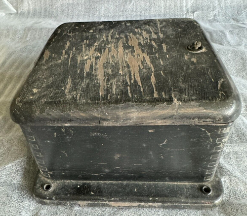 Antik Vintage 1931 KS&S COWBELL Telefon Klingelton Box 9"X6,5"X4" schwarz - Bild 3 von 9