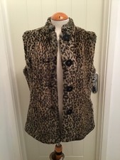 Frank Eden Woman Size 12 Animal Print Faux Fur Gilet / Waistcoat