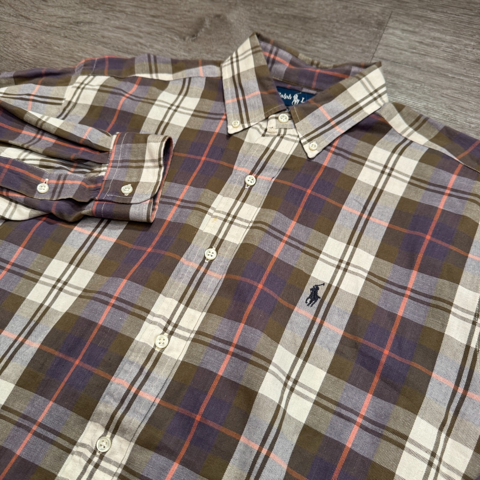Vintage Ralph Lauren Shirt Mens Medium Flannel Plaid Blake Button Casual Preppy