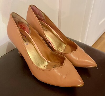 Ted Baker nude leather pumps sz 8 women s high heels shoes beige shell pink