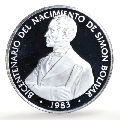 Panama 20 balboas Simon Bolivar 200th Birth Politics proof silver